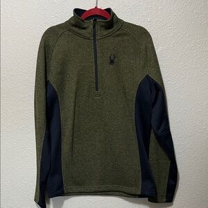 Spyder Men's  Black And Green Half Zip. Very Good Condition. Size L.